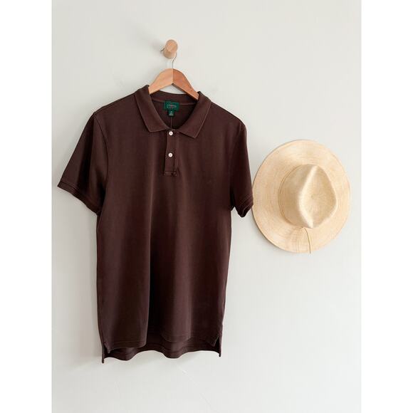 J.Crew | NWT Mens Slim Washed Pique Polo Shirt in Dusk Brown | Sz M - Picture 2 of 8